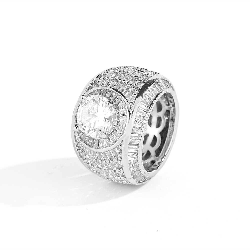Mixed-Zircon Large Stone Ring for Men | Trendy Hip Hop Jewelry | Caratix Jewelry - CaratixJewelry
