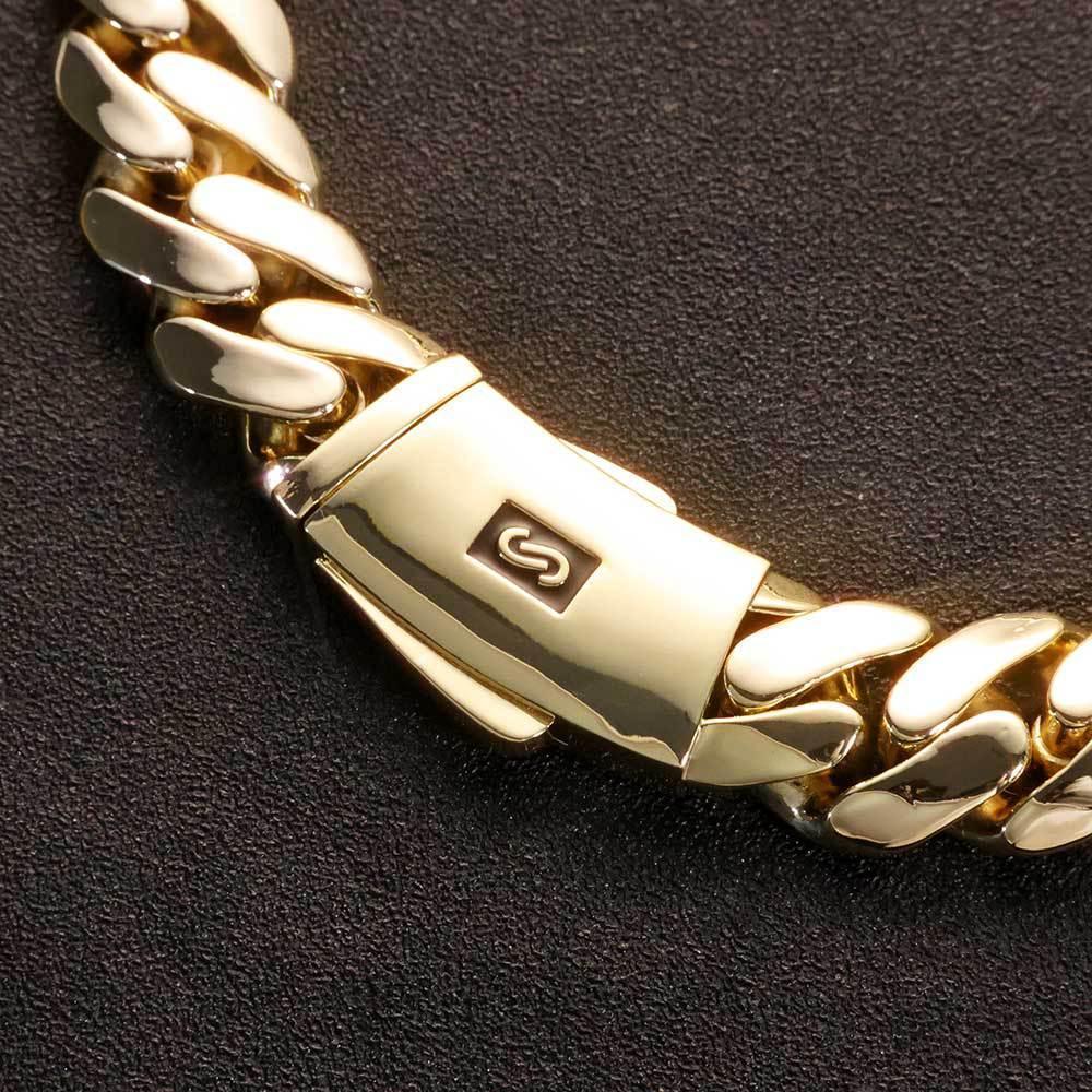 20mm Polished Cuban Link Necklace Gold Chain Rapper Style for Men | Caratix Jewelry - CaratixJewelry