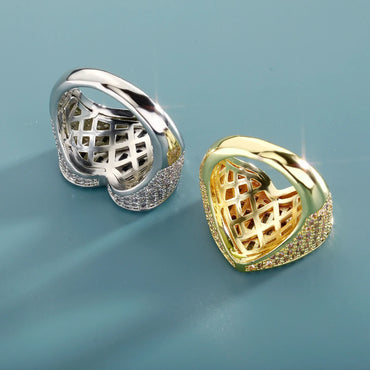 Iced Out Heart Ring for Men & Women | Full Pave Zirconia Band | Caratix