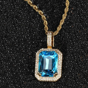 Custom Colored Gemstone Pendant Necklace with Zircon Stones for Men and Women | Caratix Jewelry - CaratixJewelry