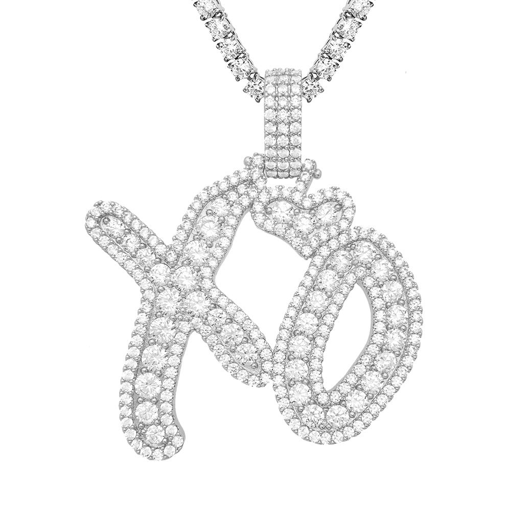Iced Out XO Letter Pendant | Men's Gold Plated Hip Hop Alphabet Charm | Caratix