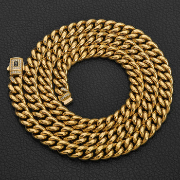 Clasp Stainless Steel Cuban Chain Necklace Polished Finish for Men | Caratix Jewelry - CaratixJewelry