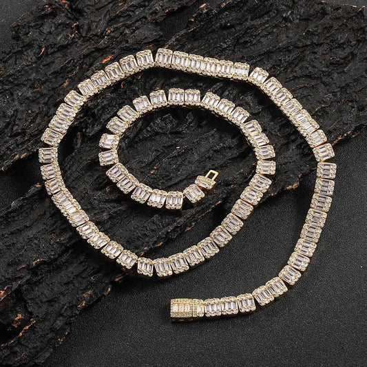 8mm Iced Out Square Chain Zircon Necklace with Flip Lock for Men | Caratix Jewelry - CaratixJewelry