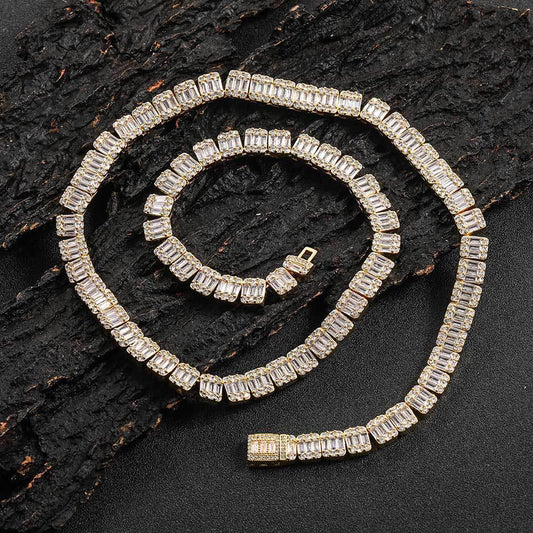 8mm Iced Out Square Chain Zircon Necklace with Flip Lock for Men | Caratix Jewelry - CaratixJewelry