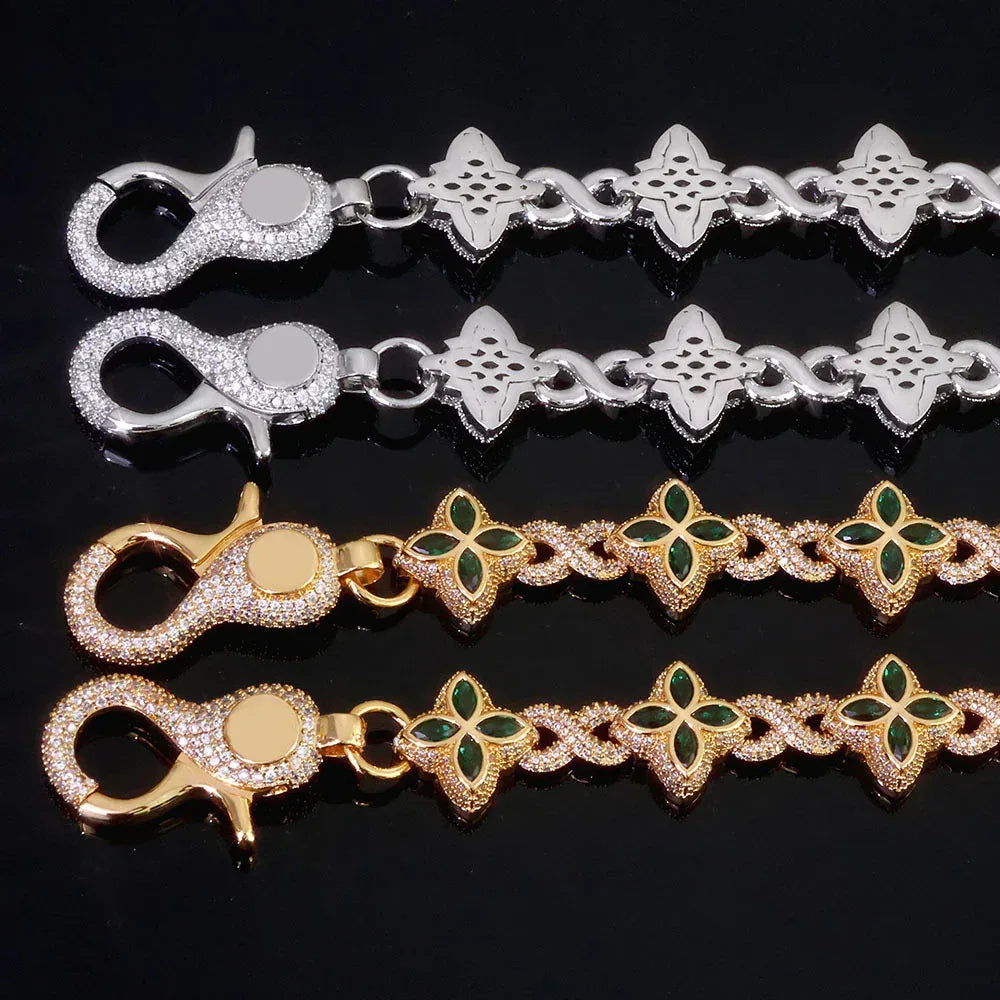 Women's Clover & Infinity 8 Metallic Waist Chain | Iced Out Jewelry Body Link | Luxury Zircon Belt Accessory | Caratix - CaratixJewelry