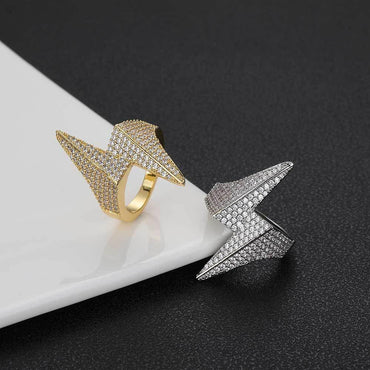 Zircon Lightning Bolt Ring for Men | Luxury Hip Hop Jewelry | Caratix Jewelry - CaratixJewelry