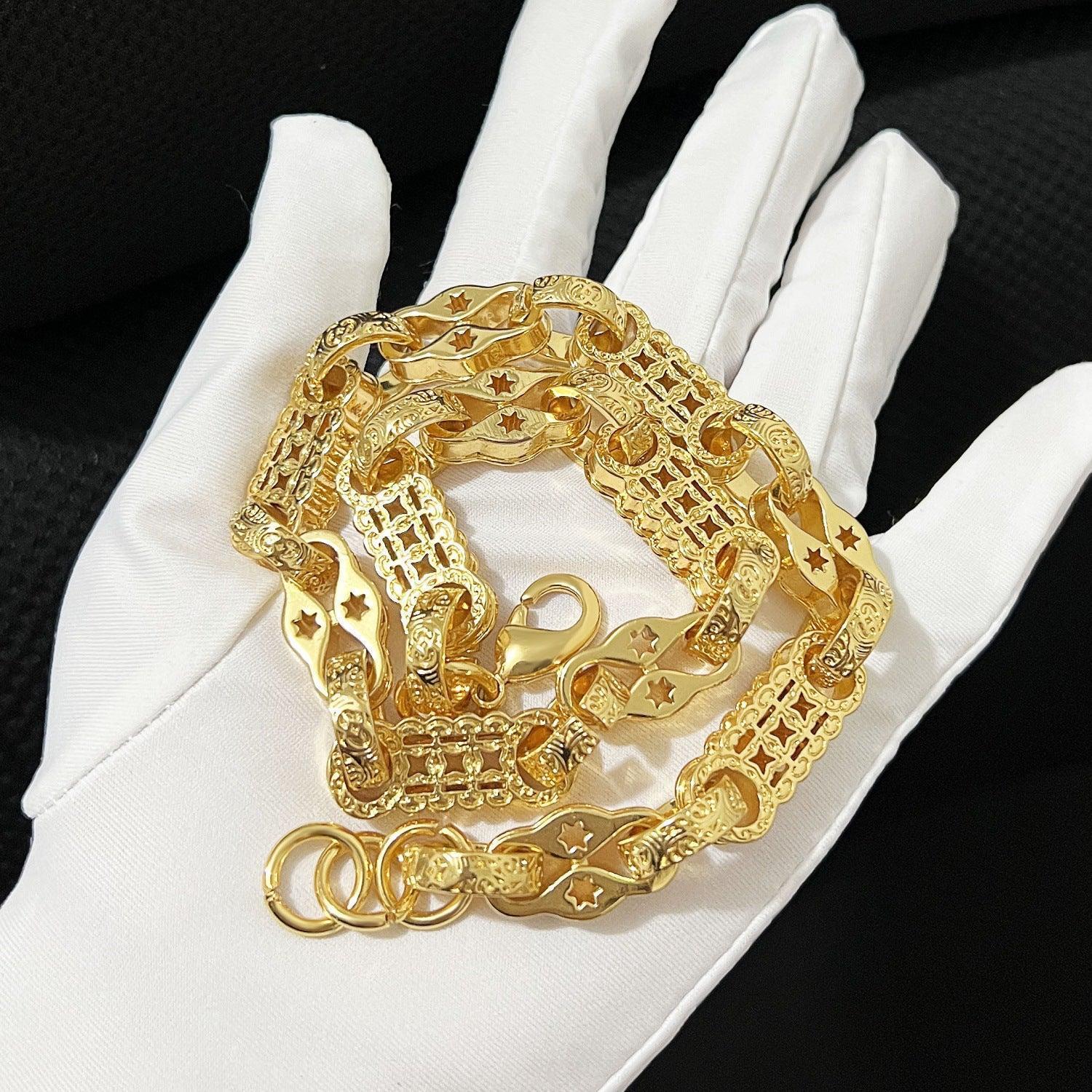 10mm Creative Coin Chain Necklace for Men | Gold Plated - CaratixJewelry