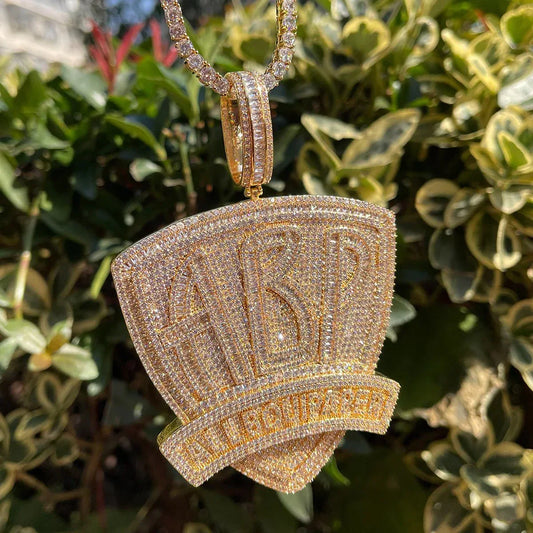 Iced Out "All Bout Paper" Letter Pendant | Men's Hip Hop Motto Necklace Caratix - CaratixJewelry