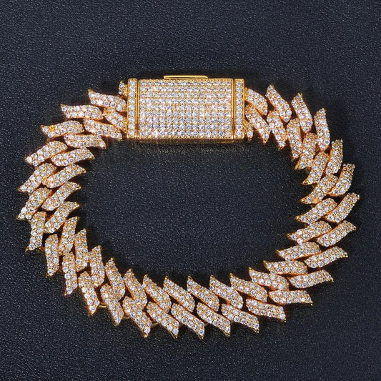 Custom 15mm Iced Out Thorn Cuban Bracelet | Barbed Wire Hip Hop - CaratixJewelry