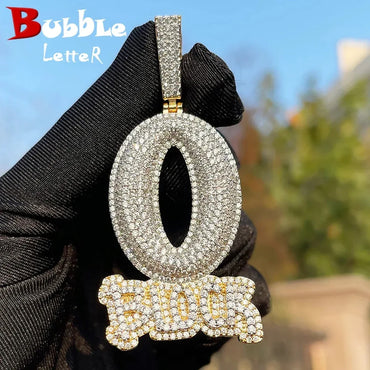Luxury O-Block Iced Out Letter Pendant | Men's Hip Hop Drill Culture Necklace | Premium Copper CZ Jewelry | Street Legend Bling | Caratix - CaratixJewelry