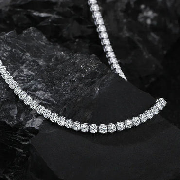 Iced-Out Moissanite Necklace – S925 Sterling Silver Clavicle & Choker Chain Luxury Jewelry for Women - CaratixJewelry