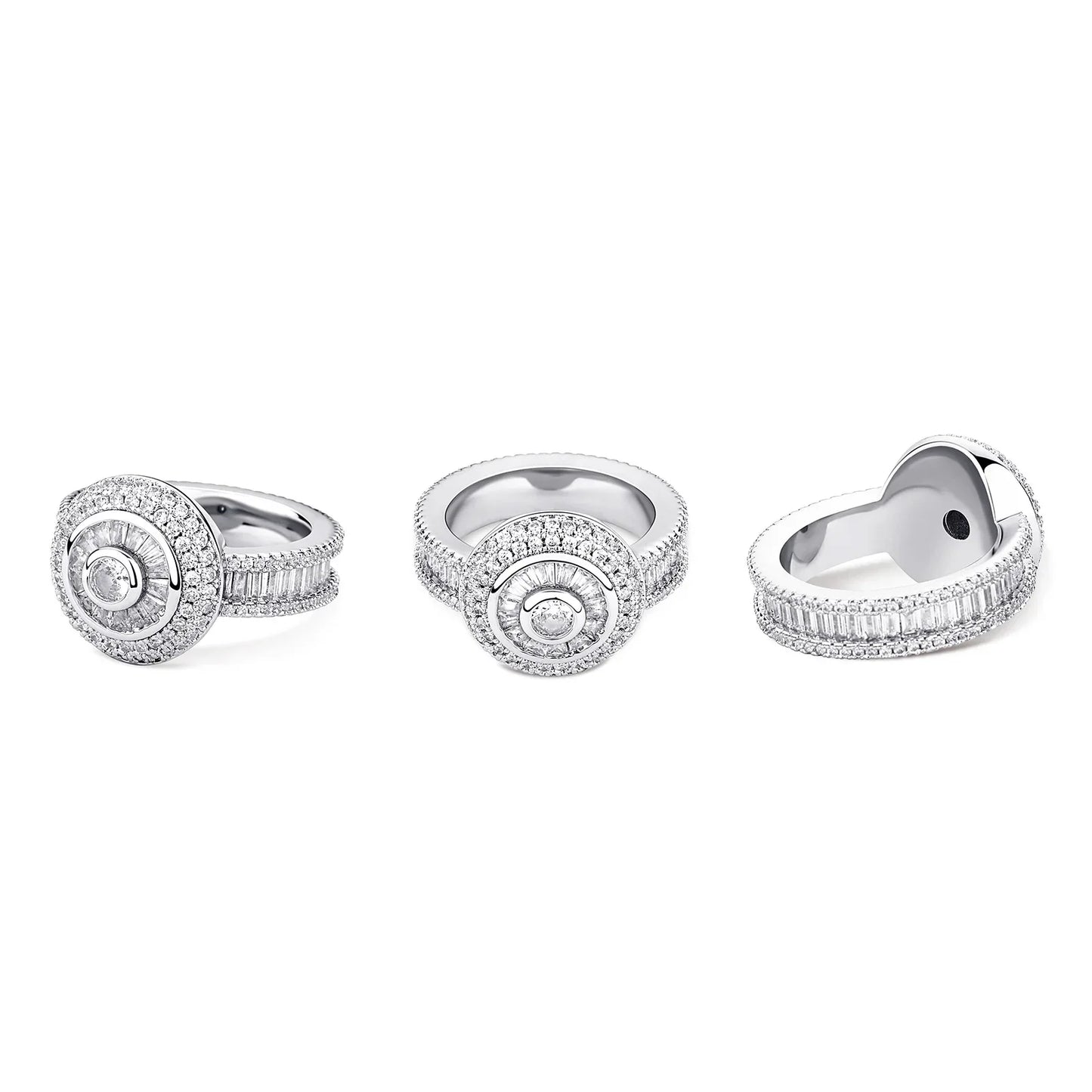 Multi-Cut Round & Baguette Hip Hop Ring | Iced Out Mosaic Band | Caratix