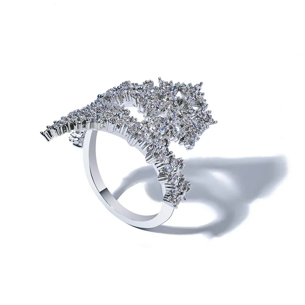 Custom Iced Snowflake Open Ring | Designer Hip Hop Jewelry for Men & Women | Caratix - CaratixJewelry