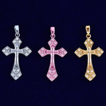 Iced Out Arrowhead Cross Pendant | Women's Sharp Pointed Necklace | Edgy Geometric Faith Jewelry | Premium Copper CZ Warrior Charm | Caratix - CaratixJewelry
