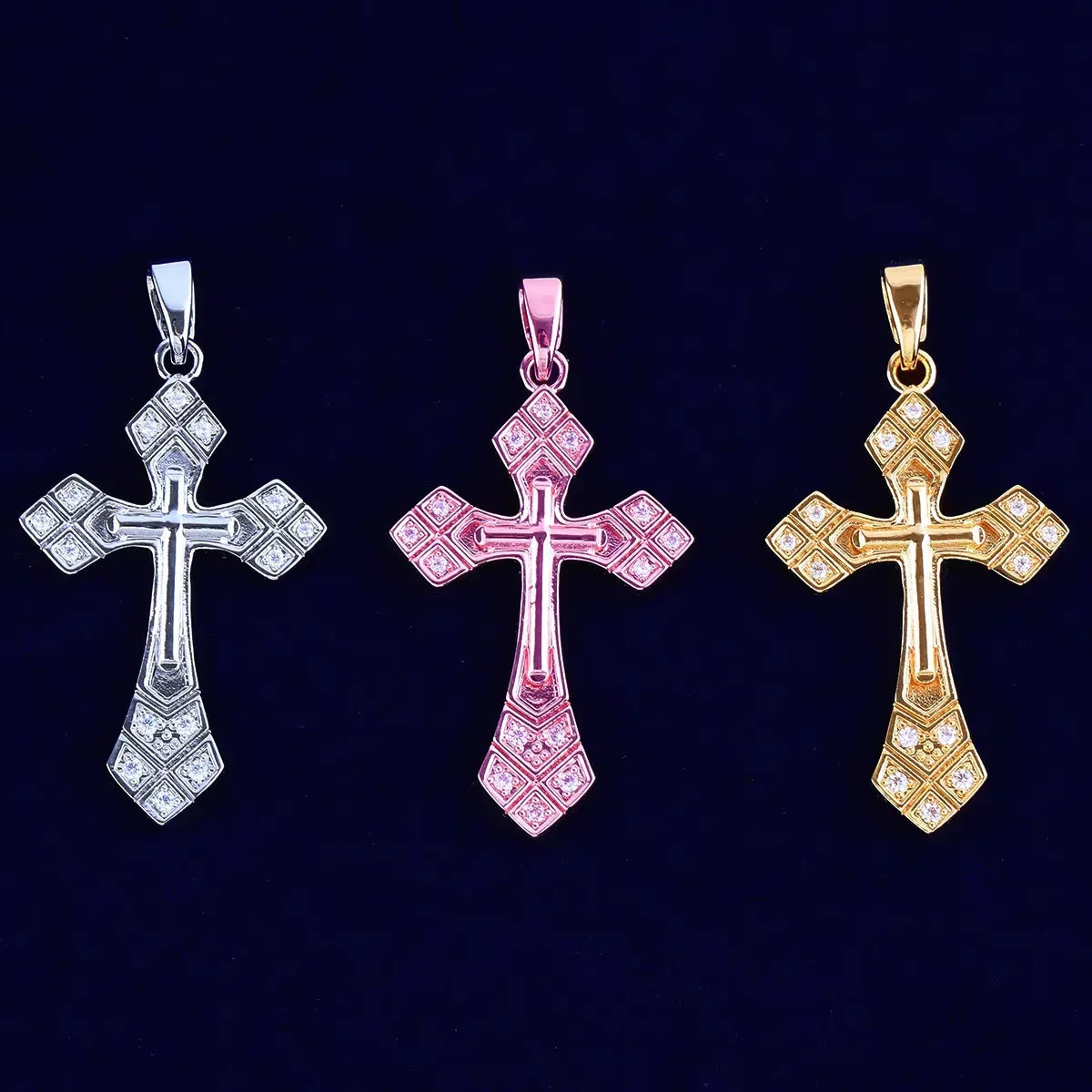 Iced Out Arrowhead Cross Pendant | Women's Sharp Pointed Necklace | Edgy Geometric Faith Jewelry | Premium Copper CZ Warrior Charm | Caratix - CaratixJewelry