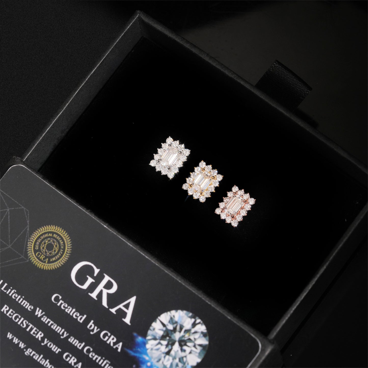 Square Lace Moissanite Stud Earrings - Elegant S925 Silver Geometric Bling | Caratix