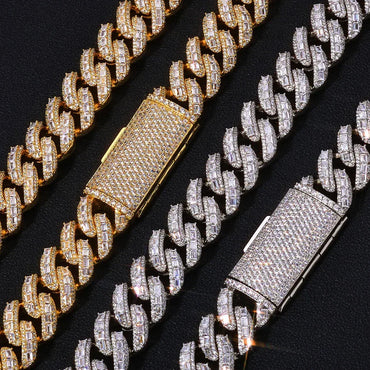 Custom 18mm Baguette Mixed Cuban Necklace | Heavyweight - CaratixJewelry