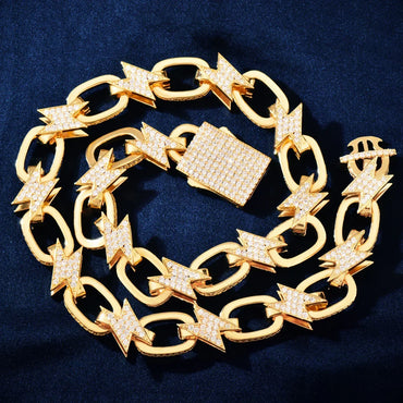 13mm Lightning Chain Necklace with Copper & Zircon - CaratixJewelry