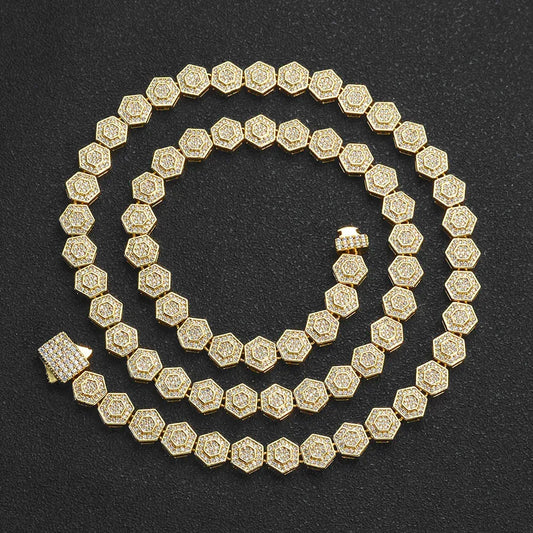 Custom 8.5mm Hexagon Geometric Baguette Chain | Unique Gold Chain for Rapper | Caratix - CaratixJewelry
