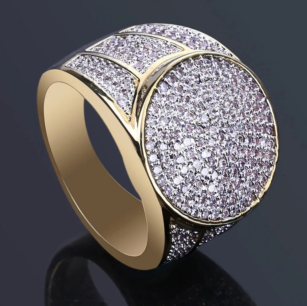 Men's Oval Iced Out Business Ring | Luxury Pave Zirconia Band | Caratix