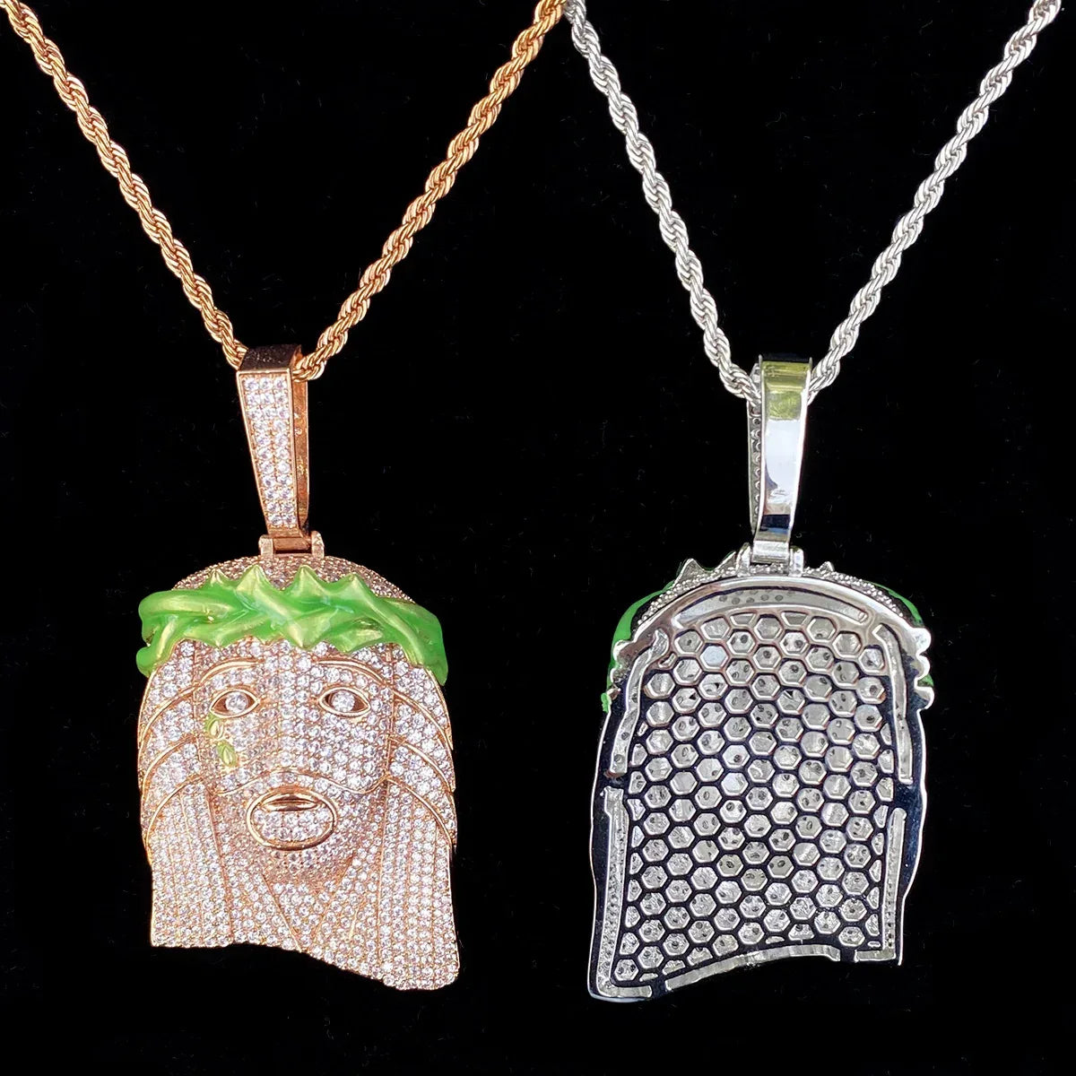 2026 New Iced Out Jesus Piece Pendant | Unisex Realistic Jesus Head Necklace - CaratixJewelry