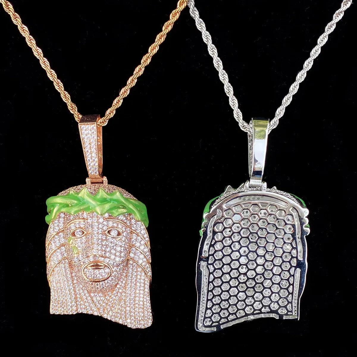 2026 New Iced Out Jesus Piece Pendant | Unisex Realistic Jesus Head Necklace - CaratixJewelry