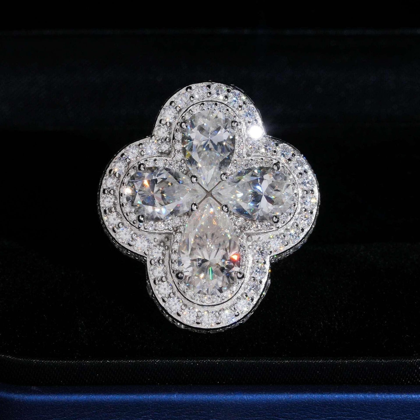 Flower Moissanite Men’s Ring | S925 Silver Luxury Iced Out Hip Hop Jewelry - CaratixJewelry