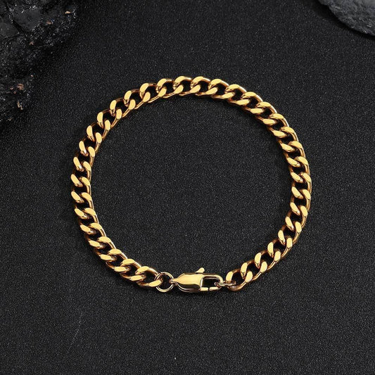 6mm Cuban Link Bracelet with Stainless Steel and Titanium Steel - CaratixJewelry