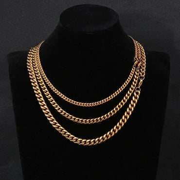 Lobster Clasp Stainless Steel Cuban Link Necklace Hip Hop Bling for Men & Women | Caratix Jewelry - CaratixJewelry