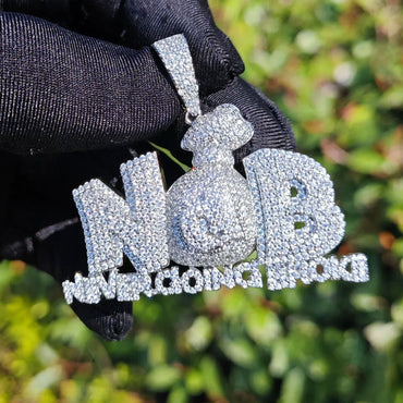 N&B Letter Pendant Necklace | CZ Iced Out Hip Hop Unisex Trend Jewelry - CaratixJewelry