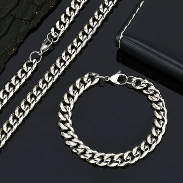 Lobster Clasp Cuban Link Bracelet with 18K Gold and Stainless Steel - CaratixJewelry