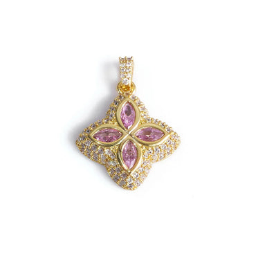 Men's Color Gemstone Clover Pendant | Full Zircon Iced Out Necklace | Custom Minimalist Hip Hop Jewelry | Caratix - CaratixJewelry