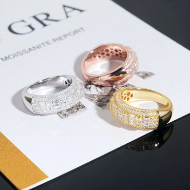 D-Color VVS Moissanite Half-Eternity Ring | S925 Silver Unisex Fashion Jewelry - CaratixJewelry