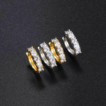 Five-Stone Micro-Pave Zircon Earrings with 18K Gold Plating for Men | Trendy Hip Hop Jewelry | Caratix Jewelry - CaratixJewelry