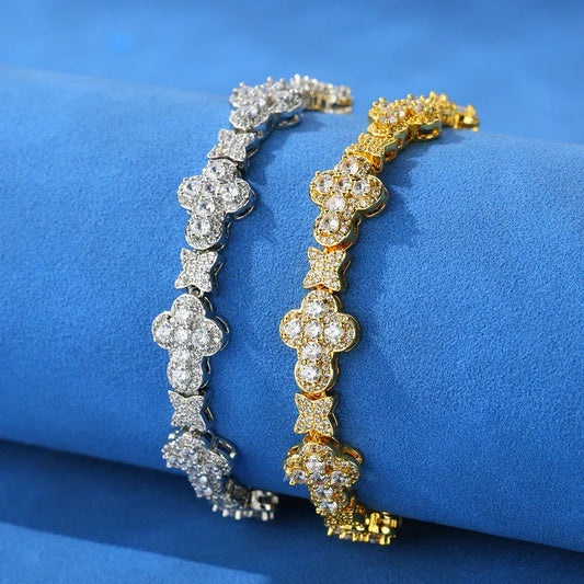 10mm Cross Star Zircon Hip Hop Bracelet Rapper Iced Out Chain Style | Caratix Jewelry - CaratixJewelry