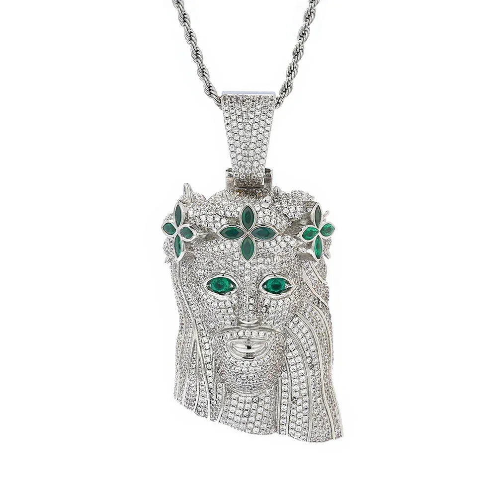 Men's Clover Portrait Zircon Pendant | Full Iced Out Copper Necklace | Retro Trend Rapper Chain | Caratix - CaratixJewelry