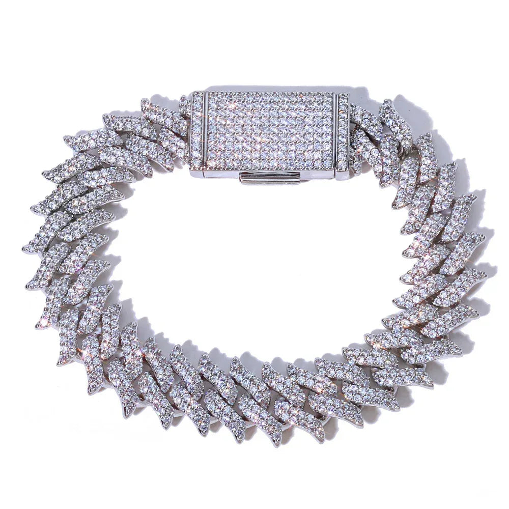 Custom 15mm Thorn Barbed Wire Cuban Link Necklace - CaratixJewelry