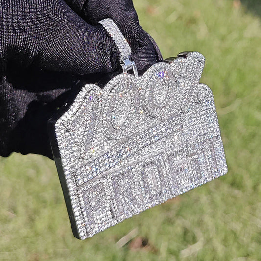 Iced Out 100% Letter Pendant Necklace – Hip Hop CZ Streetwear Jewelry - CaratixJewelry