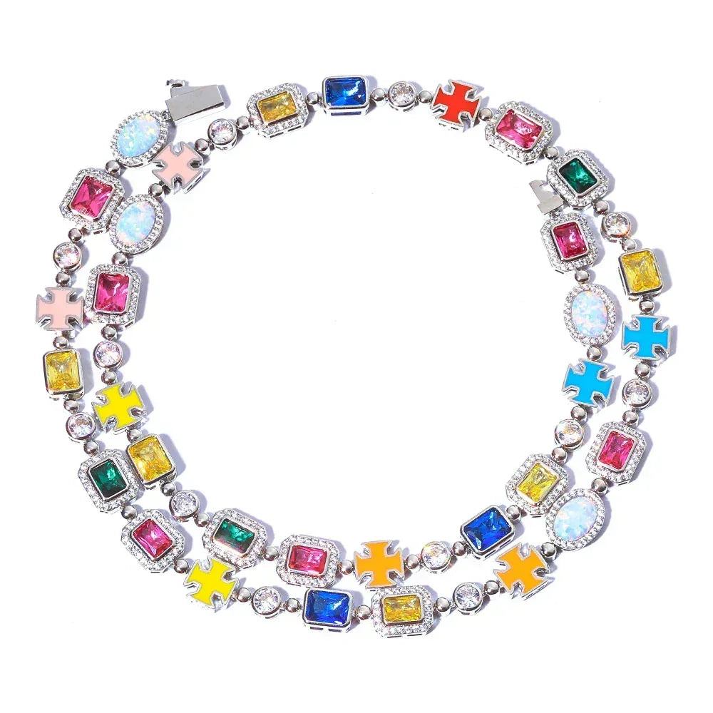 Colorful Gemstone Necklace with Zircon for Men and Women | High-End Hip Hop Jewelry | Caratix Jewelry - CaratixJewelry