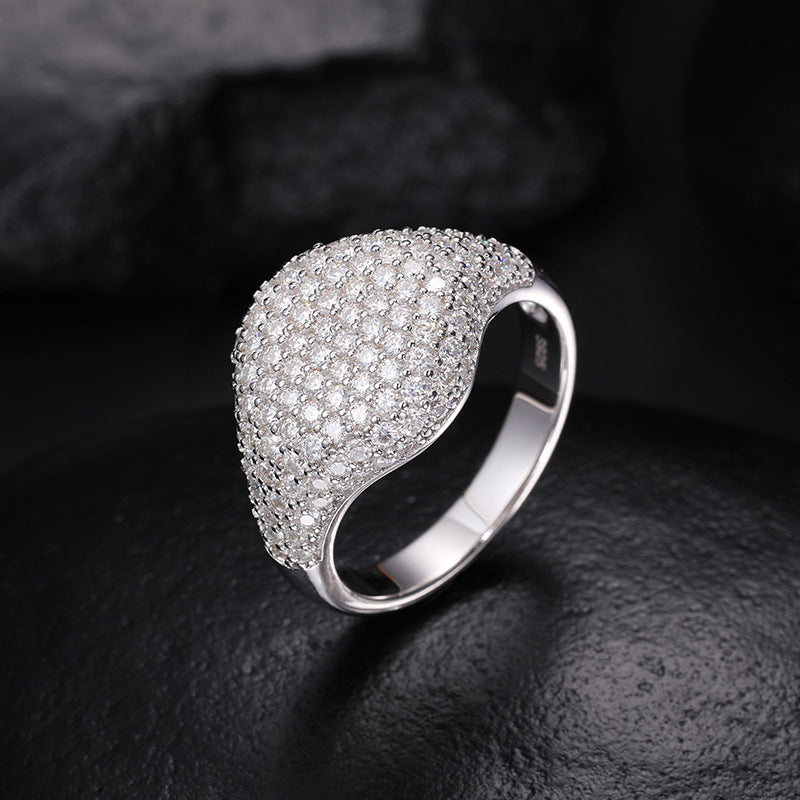 S925 Sterling Silver Moissanite Starry Night Ring – Full Iced-Out Luxury Hip-Hop Band