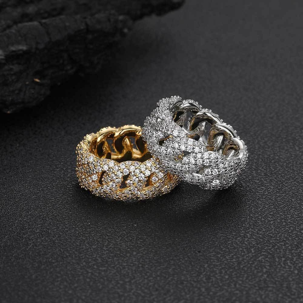 10mm Bubble Cuban Ring with Full Zircon for Men | Trendy Hip Hop Jewelry | Caratix Jewelry - CaratixJewelry