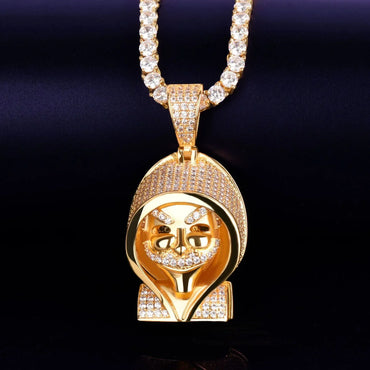 Men's Real 18K Gold Plated Gear Head Necklace | Solid Metal Gothic Jewelry Caratix - CaratixJewelry