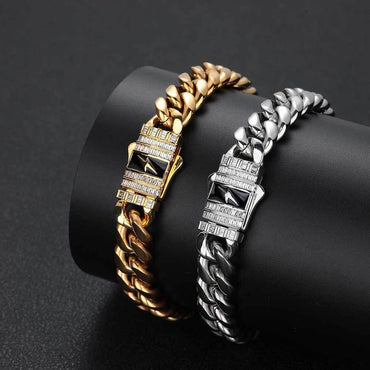 Clasp Stainless Steel Cuban Chain Bracelet - CaratixJewelry