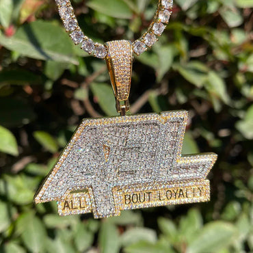 Iced Out "All Bout Loyalty" Pendant | Men's Street Motto Necklace | Premium Copper CZ Slogan Jewelry | Brotherhood Bling | Caratix - CaratixJewelry