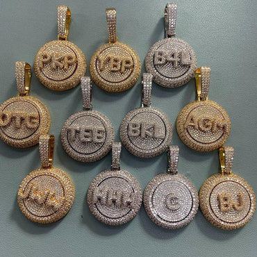 Custom Rotating Letter Pendant Necklace with Micro-Pave Zircon Stones for Men | Caratix Jewelry - CaratixJewelry