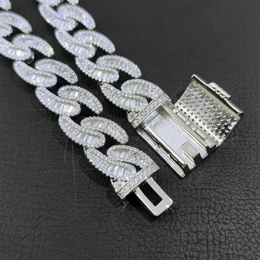 15mm T-Shape Zircon Cuban Link Necklace - CaratixJewelry