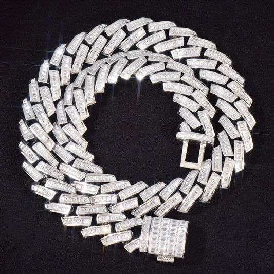 18mm Cuban Chain Necklace with T-Shaped Zircon - CaratixJewelry