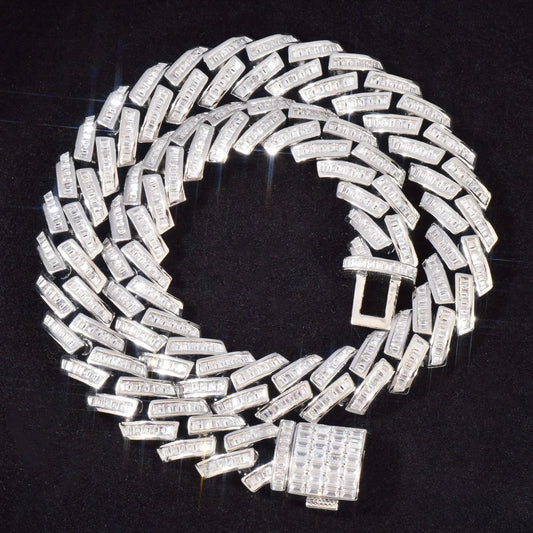 18mm Cuban Chain Necklace with T-Shaped Zircon - CaratixJewelry
