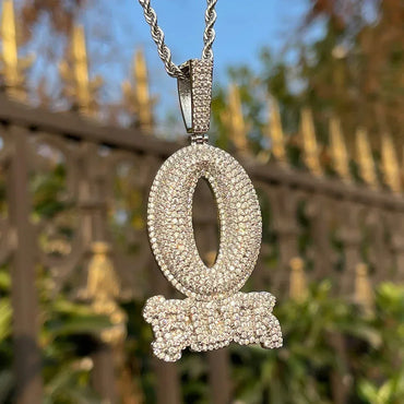 Luxury O-Block Iced Out Letter Pendant | Men's Hip Hop Drill Culture Necklace | Premium Copper CZ Jewelry | Street Legend Bling | Caratix - CaratixJewelry