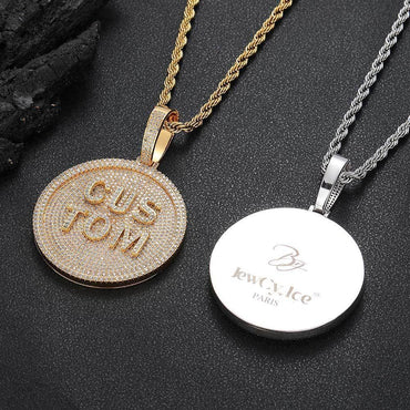 60mm Custom Letter Pendant Necklace with Full Zircon Stones for Men | Caratix Jewelry - CaratixJewelry